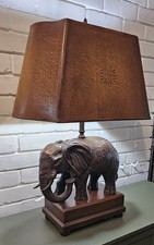 Theodore Alexander Maitland Smith Elephant Lamp Bronze Faux Leather Shade picture