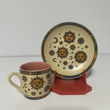 Vintage 1990s Celestial Sun Moon Cup & Saucer Set Presque Isle Erie PA NOS picture