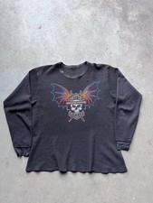 Vintage 1980s Harley Davidson Bat Wing Skull Thermal Size M Perfect Distressing picture