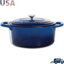 Enameled Cast Iron Dutch Oven 7Qt Oval Slow Cooker Baking Simmering Braising New picture