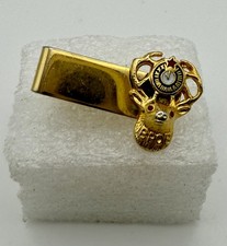 Vintage Elks B.P.O.E. Gold Tone Tie Clip Pin Fraternal Organization Memorabilia picture