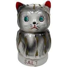 Tilso Vintage Cat Salt Shaker Grey Hand Painted Ceramic Japan Kitsch Decor picture
