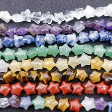 21PCS 10mm Natural Crystal Pentagram Star Gemstone Loose Beads Jewelry DIY Set picture