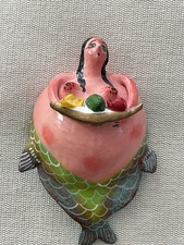 Mexican Folk Art Mermaid Coconut Shell Handmade picture