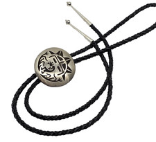 Danielle Wadsworth Hopi Overlay Sterling Silver Sunface Kokopelli Bolo Tie picture