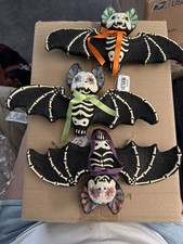 Katherine’s Collection - Halloween Glittered Skeleton Bat Ornaments -Set of 3  picture