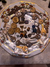 Junk Drawer Lot Vintage Keys Lapel Pins Miscellaneous  picture