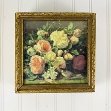 Vintage Antique Victorian-style Floral Wooden Candy Box with Floral Still Life picture