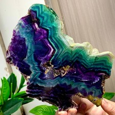 2.3LB Natural beautiful Rainbow Fluorite Crystal Rough slices stone specimens picture