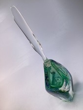 Rare Signed Studio Art Glass Perfume Bottle 1991 Blue green 9.5 in FREE SH (B8) picture