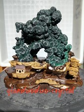 Top Rare Natural Malachite Quartz Crystal Mineral Specimens Healing Decor +stand picture