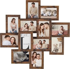 SONGMICS 12-Pack 4x6 Collage Picture Frames, Rustic Brown Wall Decor picture