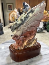 Ocean Jasper  Dragon  Carving with custom wood stand picture