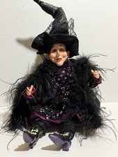 Raz Imports Halloween Witch Sitting Shelf Table Decor Fancy Dress Lifelike Face picture
