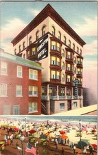 1930-40's KINGSTON HOTEL ATLANTIC CITY NJ 50 STEPS to BEACH LINEN POSTCARD picture