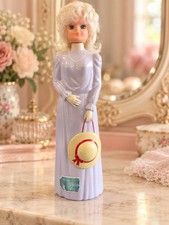 Vintage Delagar Bubble Bath Doll Bottle #669 Lavender Dress 13 Oz Hong Kong picture