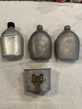 Vintage WW1 & WW2 US Army Canteens And Cup 1918 Lot Of 3 picture