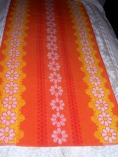 Vtg 60s-70s Terry Treasure Flower Power Daisy Beach Towel Orange Yellow White picture