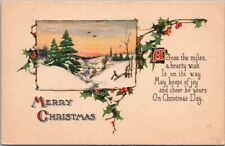 Vintage Gibson MERRY CHRISTMAS Greetings Postcard Winter Scene / 1912 Cancel picture