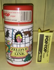 Vintage 1989 Nintendo Zelda II Super Mario Bros 2 Aladdin Thermos NEW Sticker picture