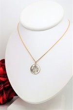 Unique 14K 18 mm Round Yellow Gold Disc Medal w/ Crest Signed ICELAND picture