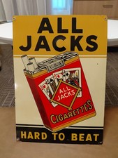 c.1950s Original Vintage All Jacks Cigarettes Sign Metal Tobacco Graphics Clean picture