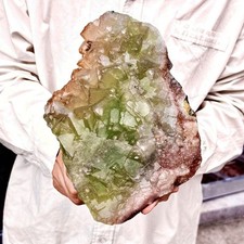 6.37LB Natural green cubic fluorite - quartz crystal mineral specimen picture
