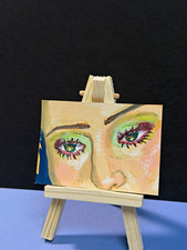 ACEO Original OOAK Modern Portrait Painting Makeup picture