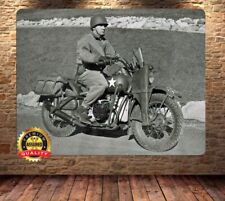 Motorcycles - Vintage - Military - Metal Sign 11 x 14 picture