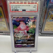 Pokémon TCG PSA 9 2019 Sun & Moon Team Up Mr. Mime GX Holo 67/181 EN picture