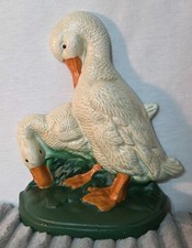 Vtg Metal Cast Iron Duck / Goose Door Stop Bookend Farmhouse 2lbs 11oz Painted picture