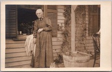 Vintage 1910s Real Photo RPPC Postcard / Older Woman in Front of House / Unused picture