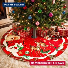 Vintage Christmas Decorations Tree Skirt Home Decor with Retro Santa Design picture