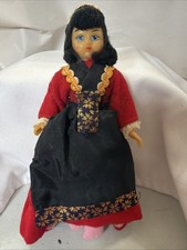Vintage ETHNIC DOLL Hand Painted Face Hard Rubber Head Hand Sewn picture