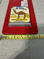 Vintage Camel Cigarettes Turkish & Domestic Blend Metal Sign w/ Cigarette Holder picture