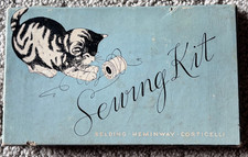 Vintage Belding Hemingway Corticelli Sewing Kit W/Cat Image On Box (video) picture