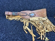 Native American Tasseled Fringed Belt Handmade Beads Buckle Stones Vintage Rare picture