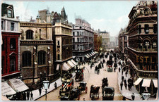 UK England London Queen Victoria Street Horses Carriages Buildings 1910 Postcard picture