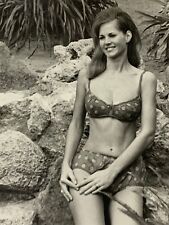 (Ao) LARGE Found Photo Photograph Vintage 2 Piece Bathing Suit Bikini Fashion  picture