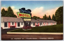 Vintage Postcard Myrtle Lane Motel US Hwy 101 Coquille Oregon Linen UNP picture