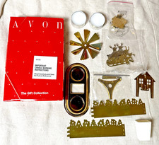 VTG 1992 NEW Avon Santa-Go-Round Tealight Mobile Brass Candle Carousel Box picture