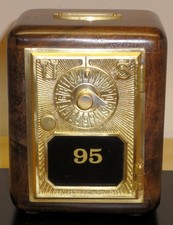 Vintage Post Office Box Door Coin Bank-1886/1903 Dial & Pointer-Size 1-Walnut picture