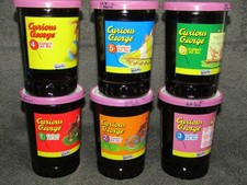 Vtg Complete Set of 6 Welch's Jelly Jar Glass Curious George picture