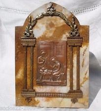 Antique  Bronze Frame Plaque Figure La sainte Famille or Holy Family signed picture