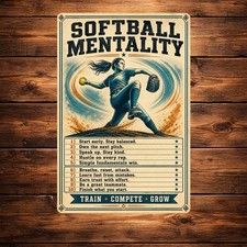 Softball Life Lessons Metal Sign Retro Positive Sports Room Wall Decor picture