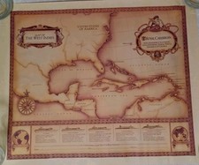 Vintage Royal Caribbean Cruise Line West Indies Map Souvenir 1988 Fleet Ships picture