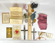 Rare Antique Catholic Devotional Lot – 100+ Years Old - Sacramentals & Ephemera picture