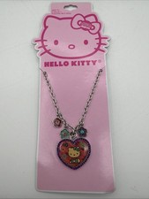 Hello Kitty Sanrio 2013 Heart Charm Necklace RARE Authentic New Pink Purple Cute picture