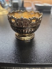 Vintage Raimond Japan Silverplate Footed Miniature Bowl Gold Wash Interior... picture
