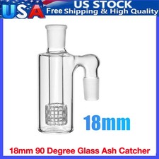 18mm Ash Catcher 90 Degree Glass Water Bong Clear Thick Pyrex Glass Bubbler picture